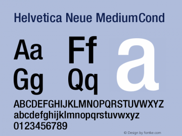 Helvetica Neue MediumCond Version 001.000 Font Sample