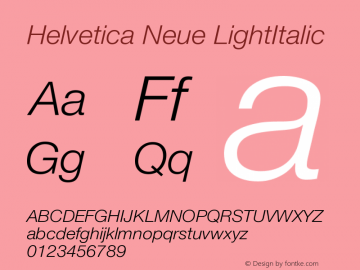 Helvetica Neue LightItalic Version 001.001图片样张