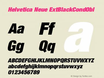 Helvetica Neue ExtBlackCondObl Version 001.000图片样张