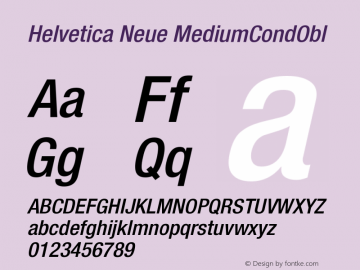 Helvetica Neue MediumCondObl Version 001.000图片样张