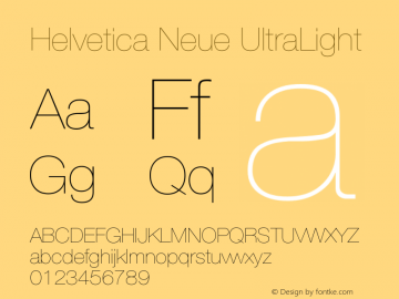 Helvetica Neue UltraLight Version 001.000图片样张