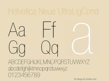 Helvetica Neue UltraLigCond Version 001.000 Font Sample