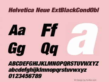 Helvetica Neue ExtBlackCondObl Version 001.000图片样张