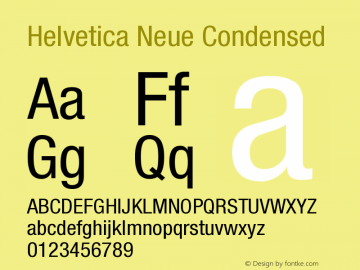 Helvetica Neue Condensed Version 001.000图片样张