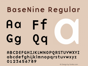 BaseNine Regular Altsys Fontographer 3.5  9/15/97 Font Sample