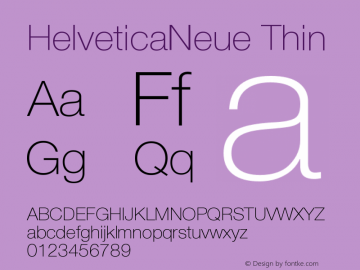 HelveticaNeue Thin Versio2.00 Font Sample