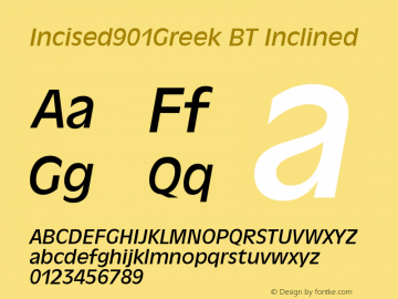 Incised901Greek BT Inclined Version 2.00 Bitstream Greek Set图片样张