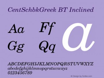 CentSchbkGreek BT Inclined Version 2.00 Bitstream Greek Set图片样张