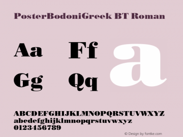 PosterBodoniGreek BT Roman Version 2.00 Bitstream Greek Set图片样张