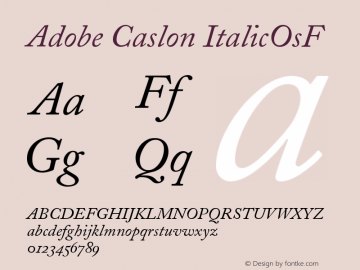 Adobe Caslon ItalicOsF Version 001.002 Font Sample