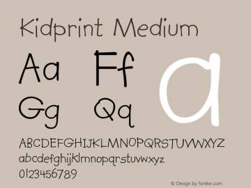 Kidprint Medium Version 001.000 Font Sample