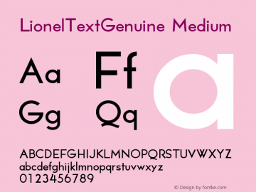 LionelTextGenuine Medium Version 001.000 Font Sample
