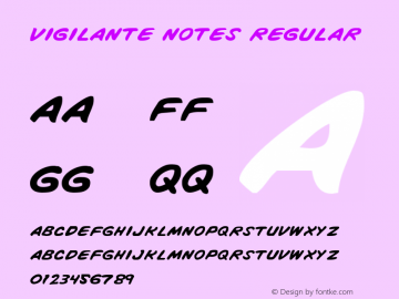 Vigilante Notes Regular 1 Font Sample