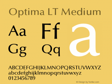 Optima LT Medium Version 006.000 Font Sample