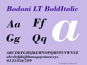 Bodoni LT BoldItalic Version 006.000图片样张
