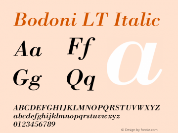 Bodoni LT Italic Version 006.000图片样张