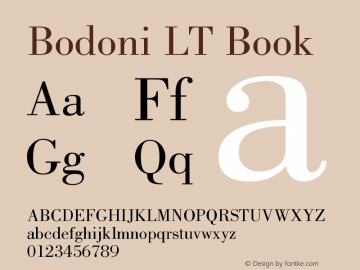 Bodoni LT Book Version 006.000 Font Sample