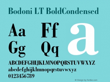 Bodoni LT BoldCondensed Version 006.000 Font Sample