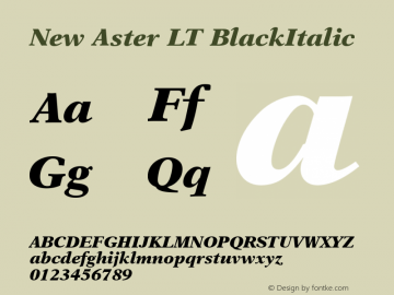 New Aster LT BlackItalic Version 006.000 Font Sample