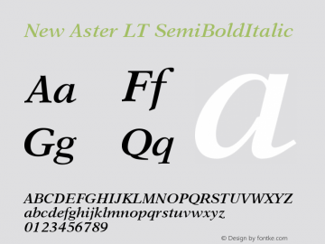 New Aster LT SemiBoldItalic Version 006.000图片样张
