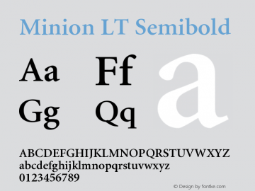 Minion LT Semibold Version 006.000 Font Sample