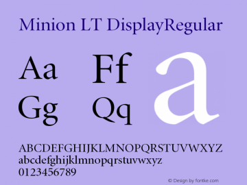 Minion LT DisplayRegular Version 006.000 Font Sample