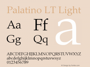 Palatino LT Light Version 006.000 Font Sample