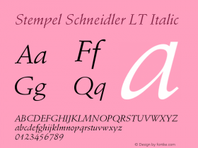 Stempel Schneidler LT Italic Version 006.000图片样张