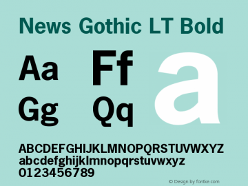 News Gothic LT Bold Version 006.000 Font Sample