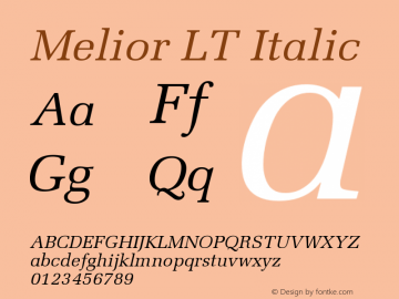 Melior LT Italic Version 006.000图片样张