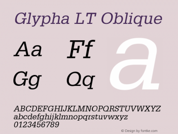 Glypha LT Oblique Version 006.000图片样张
