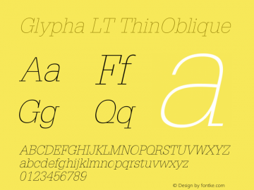 Glypha LT ThinOblique Version 006.000图片样张