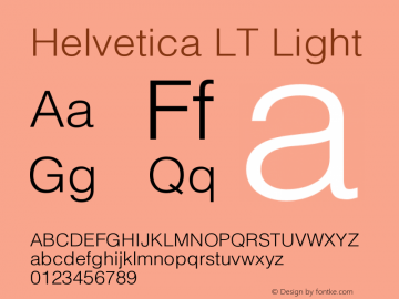 Helvetica LT Light Version 006.000 Font Sample