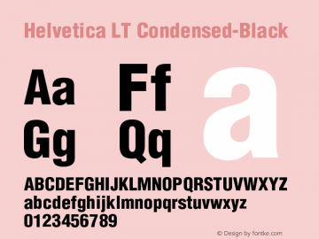 Helvetica LT Condensed-Black Version 006.000 Font Sample