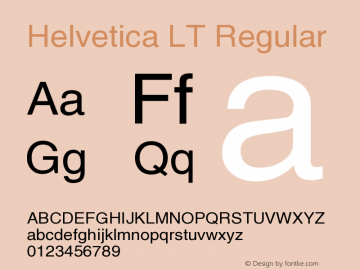 Helvetica LT Regular Version 006.000 Font Sample