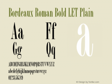Bordeaux Roman Bold LET Plain 3.4.1 Font Sample