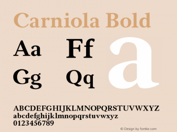 Carniola Bold Version 005.000 Font Sample