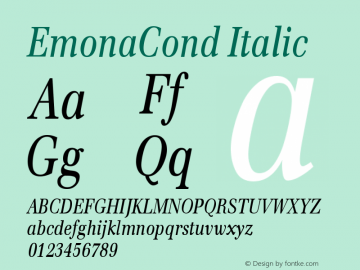 EmonaCond Italic Version 005.000 Font Sample