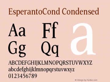 EsperantoCond Condensed Version 005.000 Font Sample