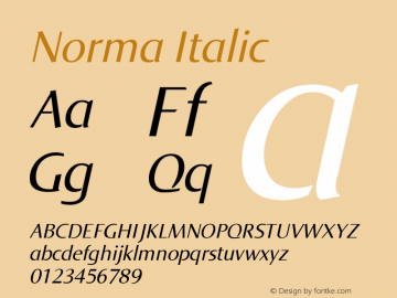 Norma Italic Version 005.000 Font Sample