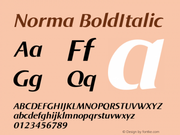 Norma BoldItalic Version 005.000 Font Sample