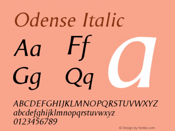 Odense Italic Version 005.000 Font Sample