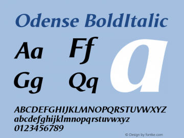 Odense BoldItalic Version 005.000 Font Sample