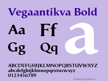 Vegaantikva Bold Version 005.000 Font Sample