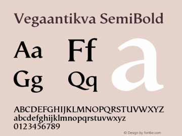 Vegaantikva SemiBold Version 005.000 Font Sample