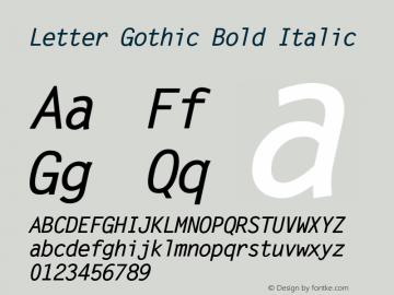 Letter Gothic Bold Italic Version 1.3 (ElseWare)图片样张