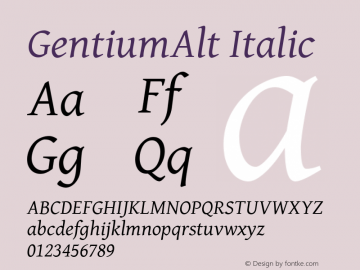 GentiumAlt Italic Version 1.02; 2005; OFL release图片样张
