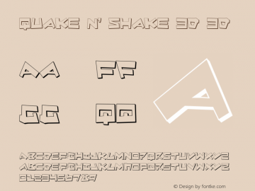 Quake & Shake 3D 3D 2 Font Sample