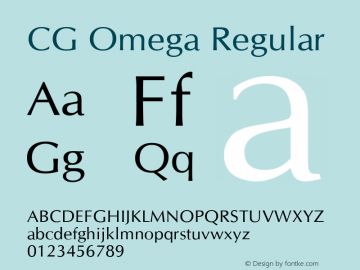 CG Omega Regular Version 1.00 Font Sample