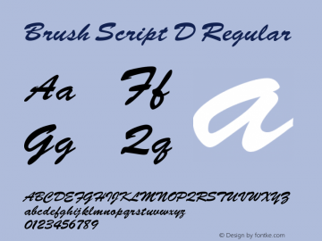 Brush Script D Regular Version 001.005 Font Sample